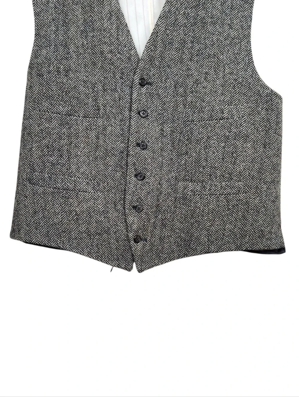 J. Crew Vintage 100% Wool Tweed Herringbone Suit Vest Formal Dapper Mens Size XL